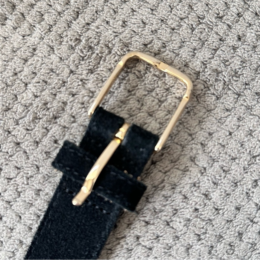 Banana Republic Black Suede Gold Tone Arrow Chevron Belt Small Italian Leather - Picture 8 of 15
